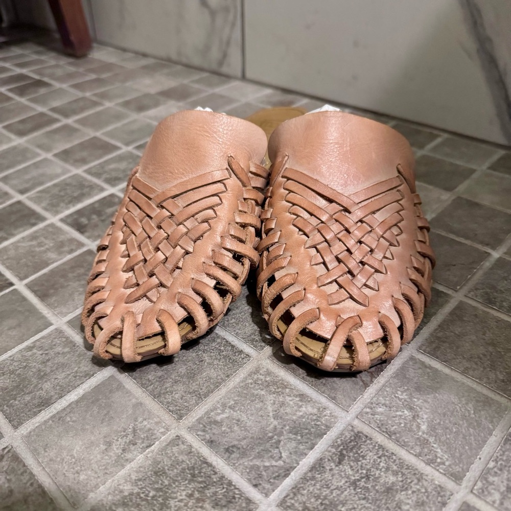 Anthropologie Latigo Woven Leather Mules